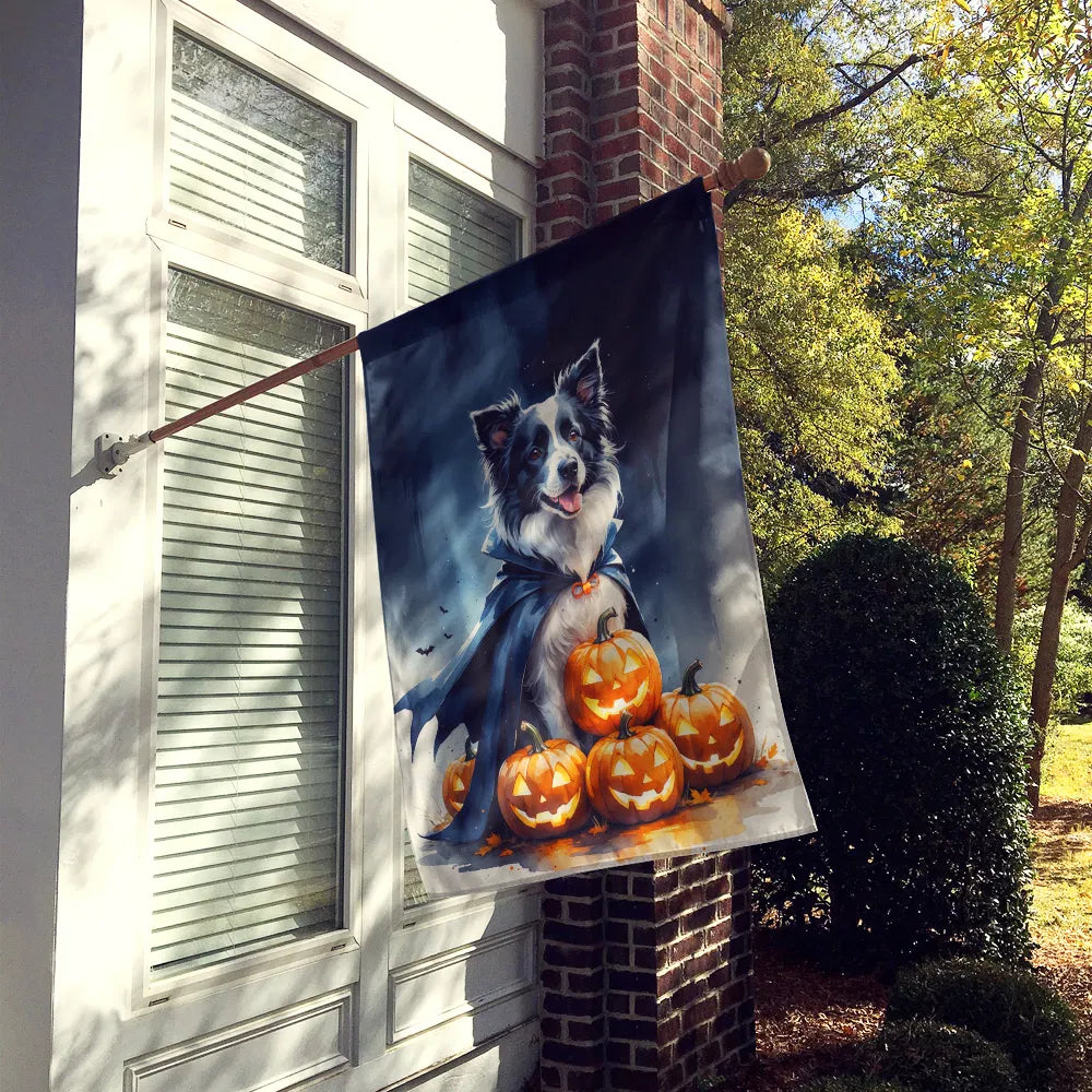 border collie puppy halloween house flag - product photo 2 of 8