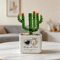 Customized Always and Forever Crystal Glass Cactus Ornament