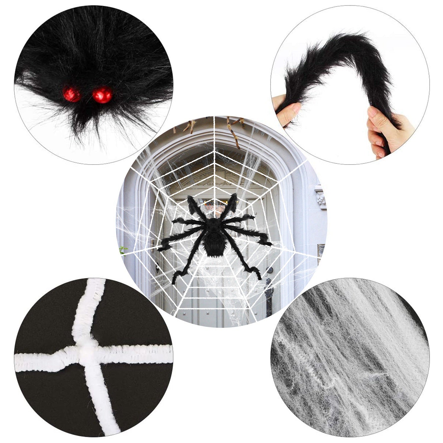 49 inch bendable black spider with a 126 inch stretch web - product photo 10 of 10