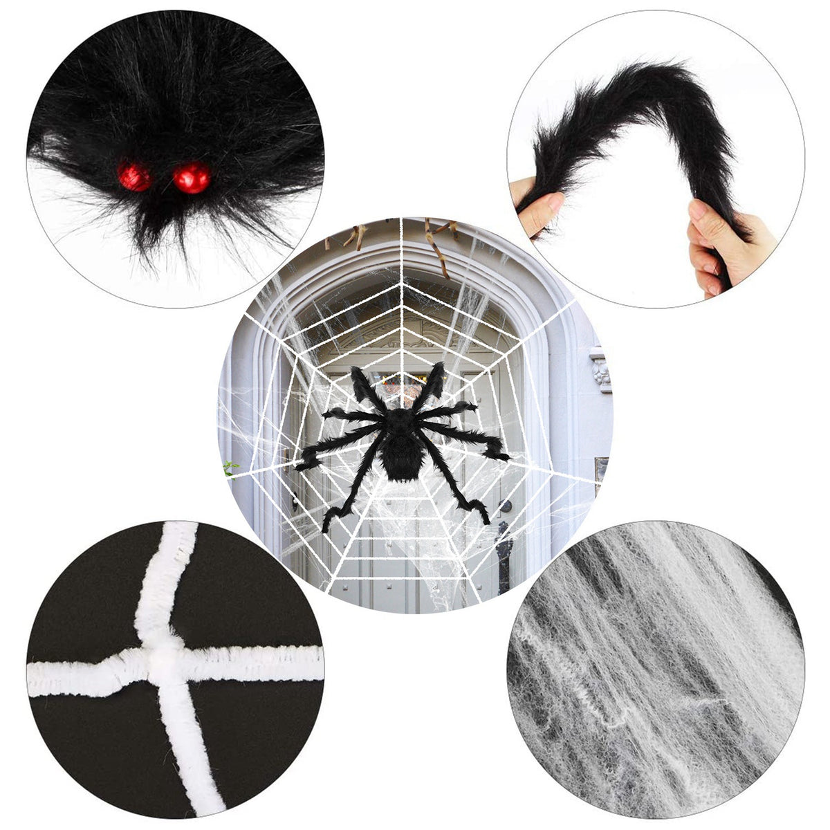 49 inch bendable black spider with a 126 inch stretch web - product photo 10 of 10