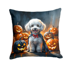white poodle halloween throw pillow 14 x 14 inch with insert - product photo 8 of 8