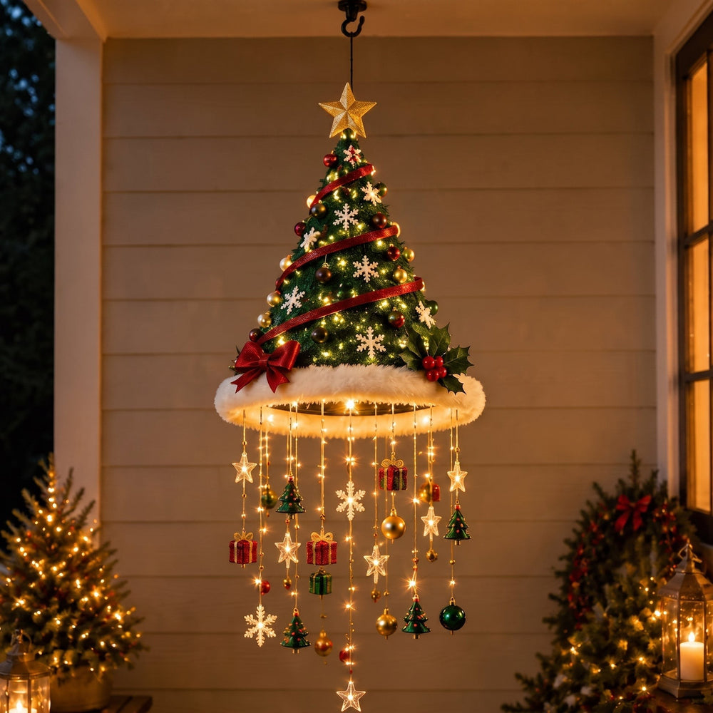 Christmas tree design hanging LED lamp - cozy festive living room decor