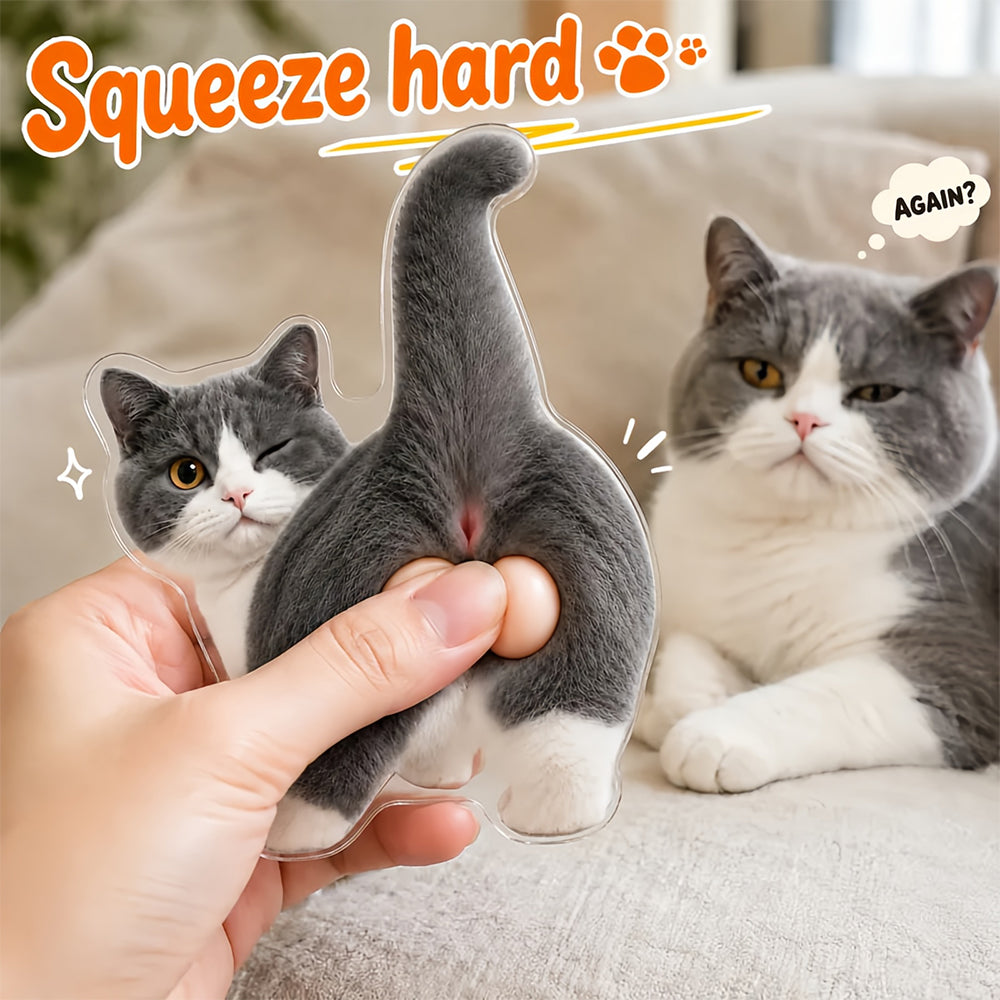 Custom Pet Booty-up Balls Squishy Magnet – Personalized Cat & Dog Balls Memorial Stress Relief Magnet with Magnetic & Adhesive Mount