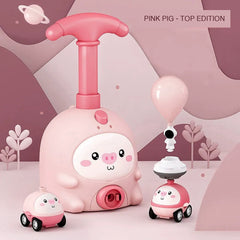Pink Pig top edition air-powered car kit - complete balloon racer set