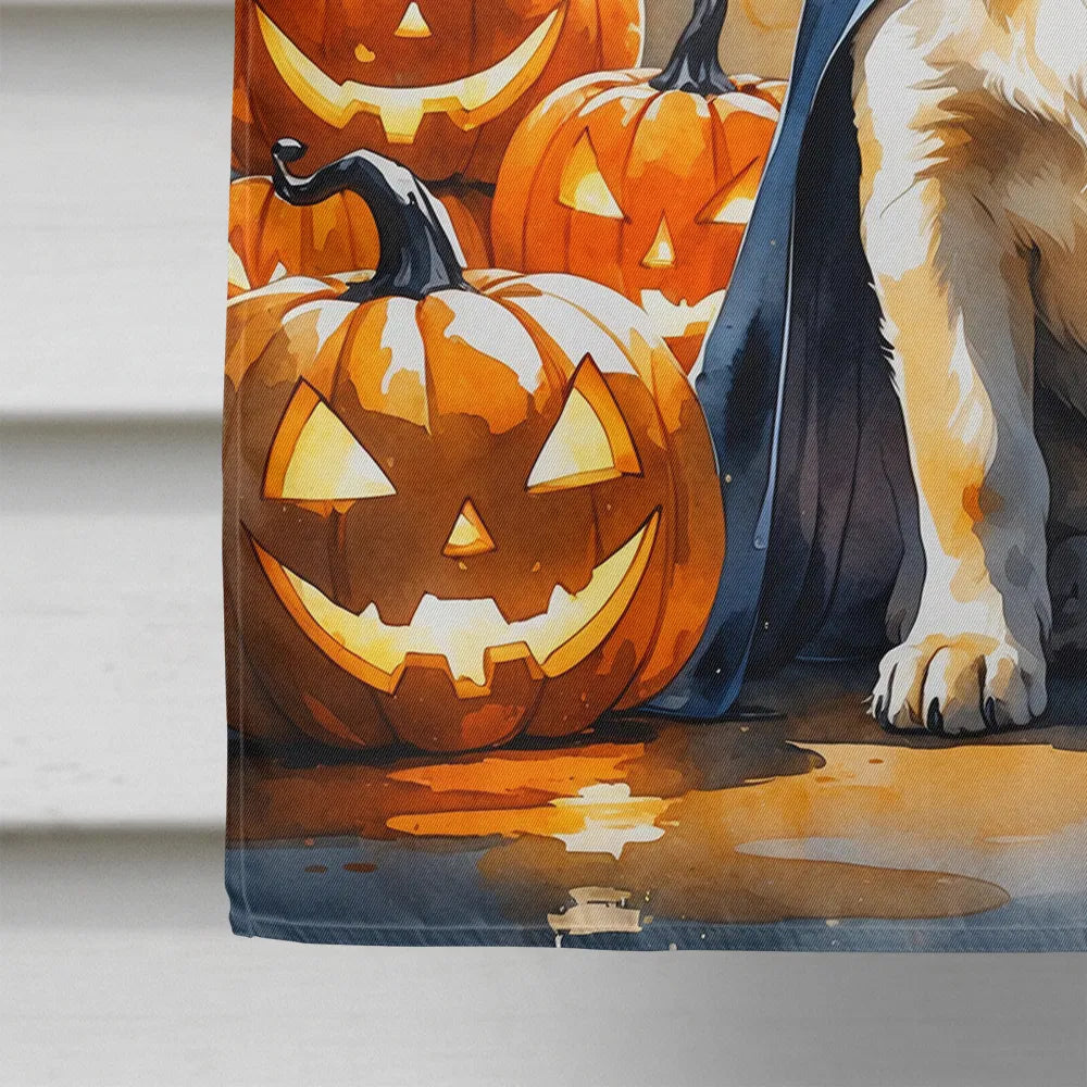 yellow labrador puppy halloween house flag - product photo 4 of 8