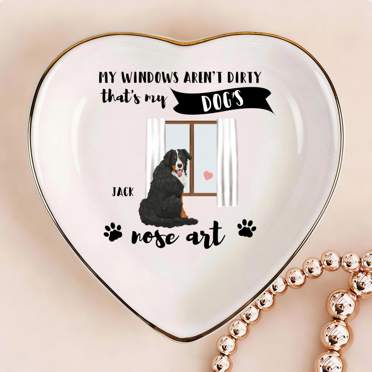 Custom My dog's nose art Personalized Heart-Shaped Jewelry Tray