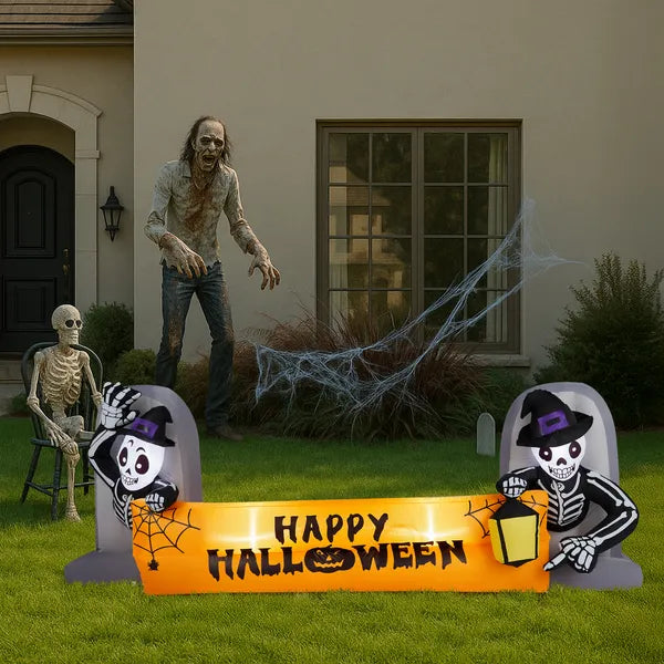 9.6 ft inflatable skeleton tombstone banner - product photo 5 of 6