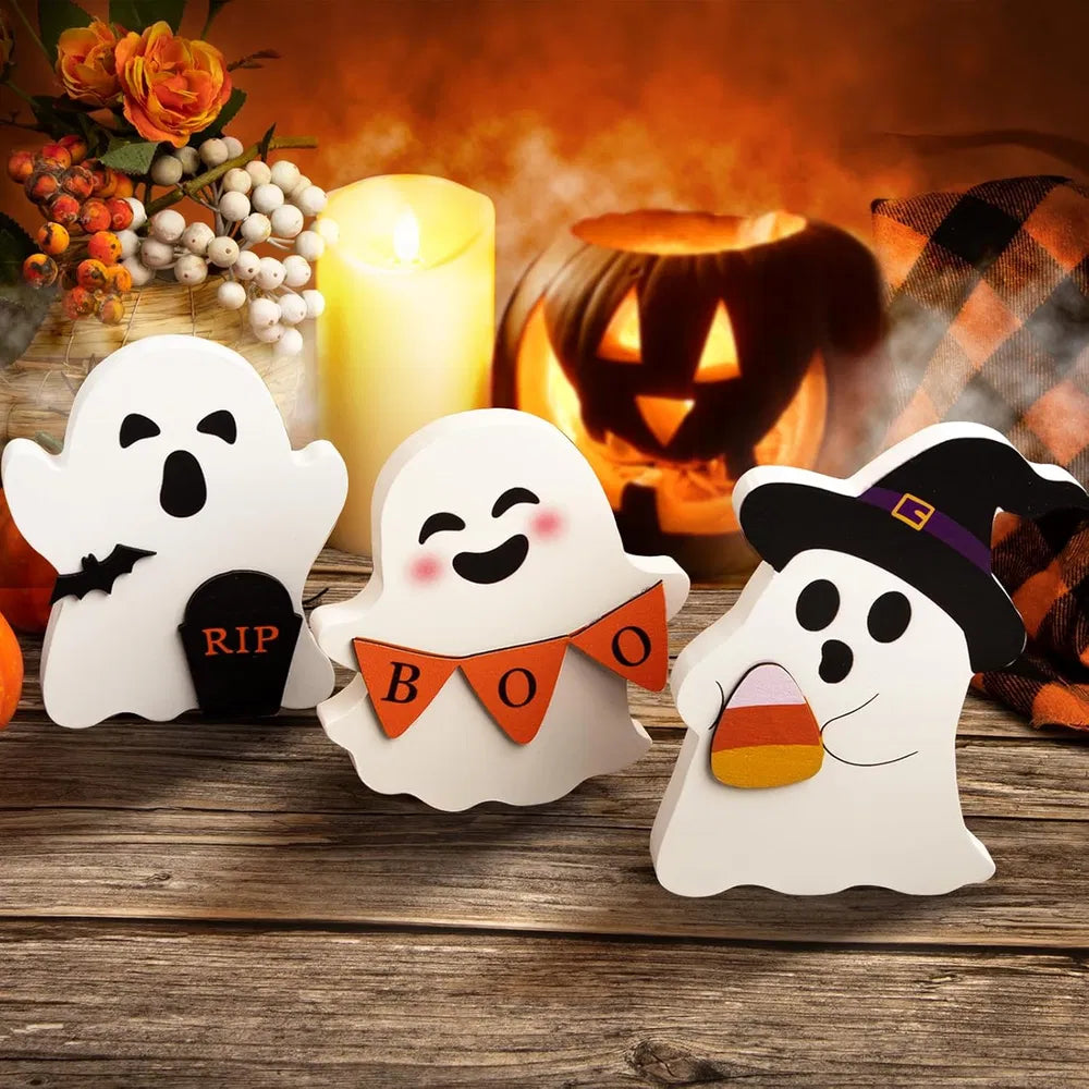 set of 3 wooden ghost tiered tray signs - product photo 6 of 6
