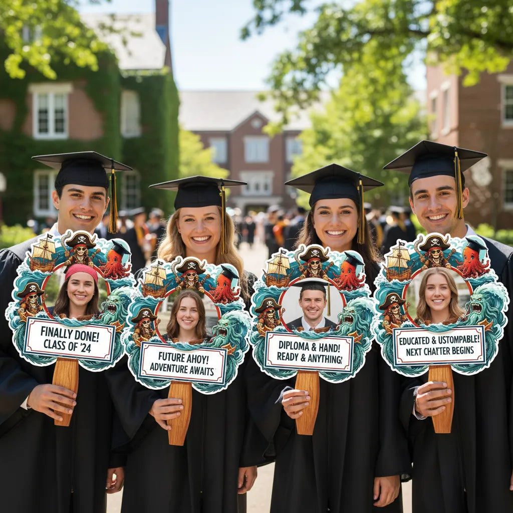Custom Vintage Pirate Photo Graduation Gift - Personalized Graduation Fan
