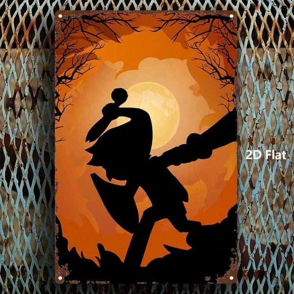 witch on broom metal sign - product photo 3 of 4