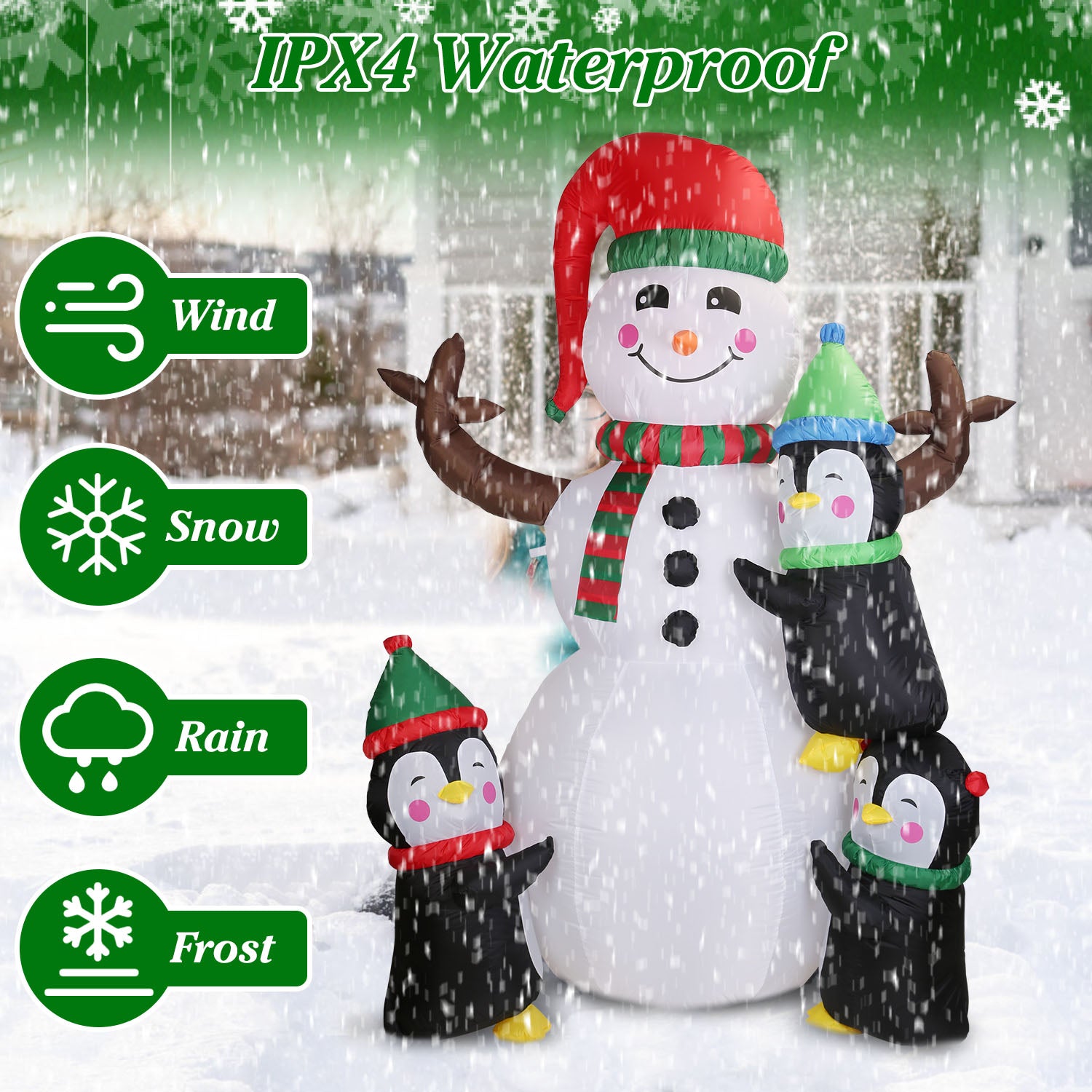 5.9FT Christmas Inflatable Outdoor Decoration Snowman Penguin Blow Up 