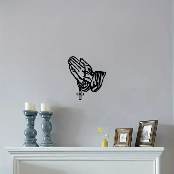 Size diagram of the praying hands wall art, 11.8 in high and 10.2 in wide