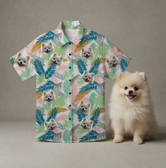Custom Photo Hawaiian Shirt – Personalized Vintage Sepia Floral & Leaf Design – Unique DIY Retro Tropical Aesthetic Tee