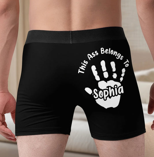 This Butt’s Got An Owner - Couple Personalized Custom Boxer Briefs, Men's Boxers - Gift For Husband Wife, Anniversary