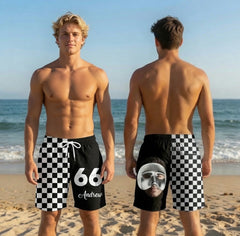 Casual men's shorts - Customized portrait fun mask