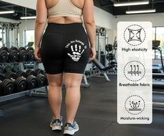 Large-sized yoga shorts - Personalized handprint pattern and text