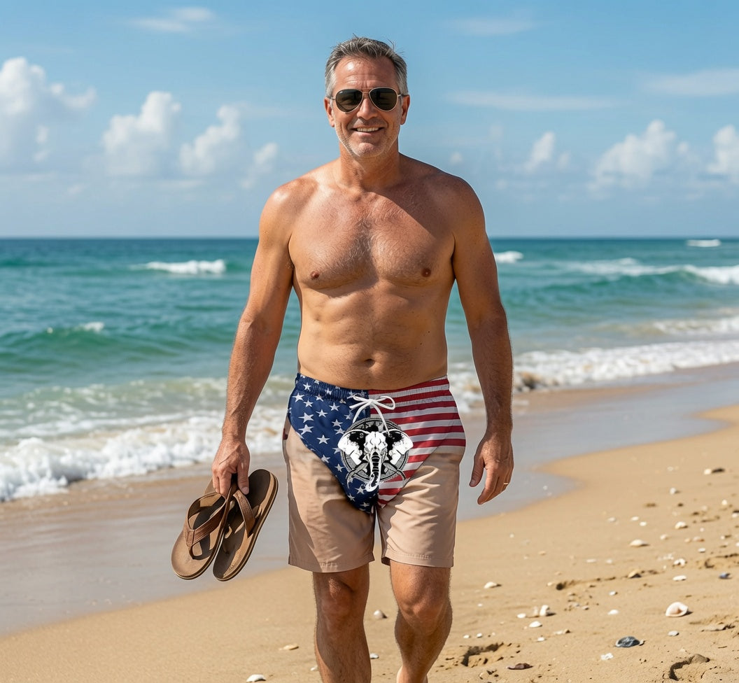 Customized Fun Flag Wild Beast Beach Pants - A Summer Vacation and Travel Gift for Men