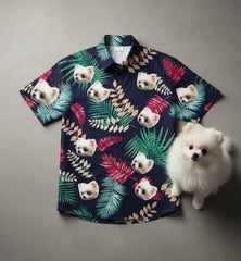 Custom Photo Hawaiian Shirt – Personalized Teal Paradise & Tropical Bloom Tee – Unique DIY Coastal Beach Vibe Gift