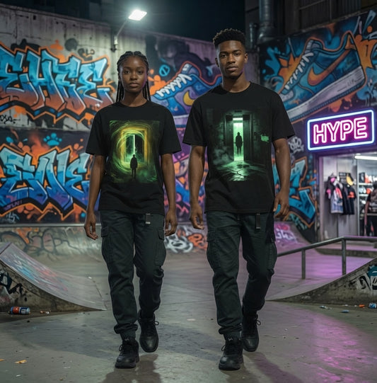 Surreal Empty Office Hallway Minimalist Art Graphic Unisex Casual Tshirt