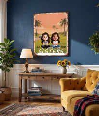 Customized retro distressed rusted-edge palm tree scene metal signboard