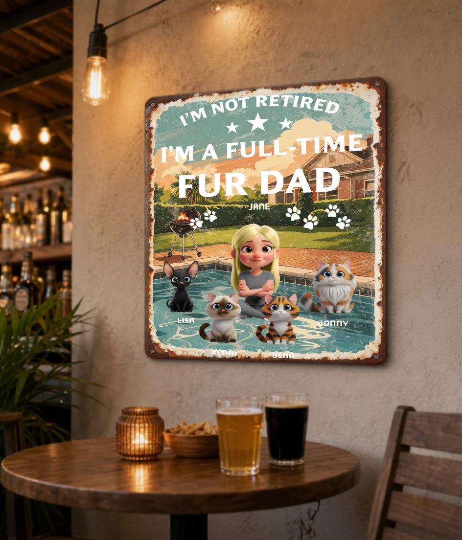 Custom Personalized Vintage Backyard Pool BBQ Grill Metal Tin Sign