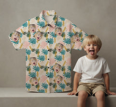 Custom Photo Hawaiian Shirt – Personalized Vibrant Rainbow Floral & Palm Tee – Unique DIY Colorful Aloha Summer Wear