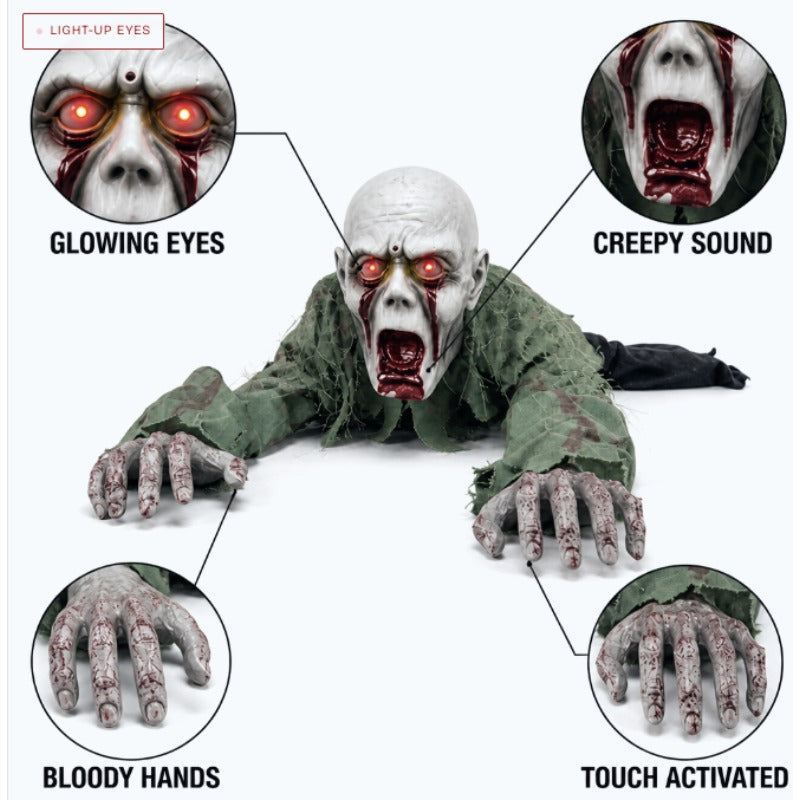 The feature panel for the crawling zombie: moves its hands, crawls forward, glowing red eyes, horrible noises, blooded hands and touch activated