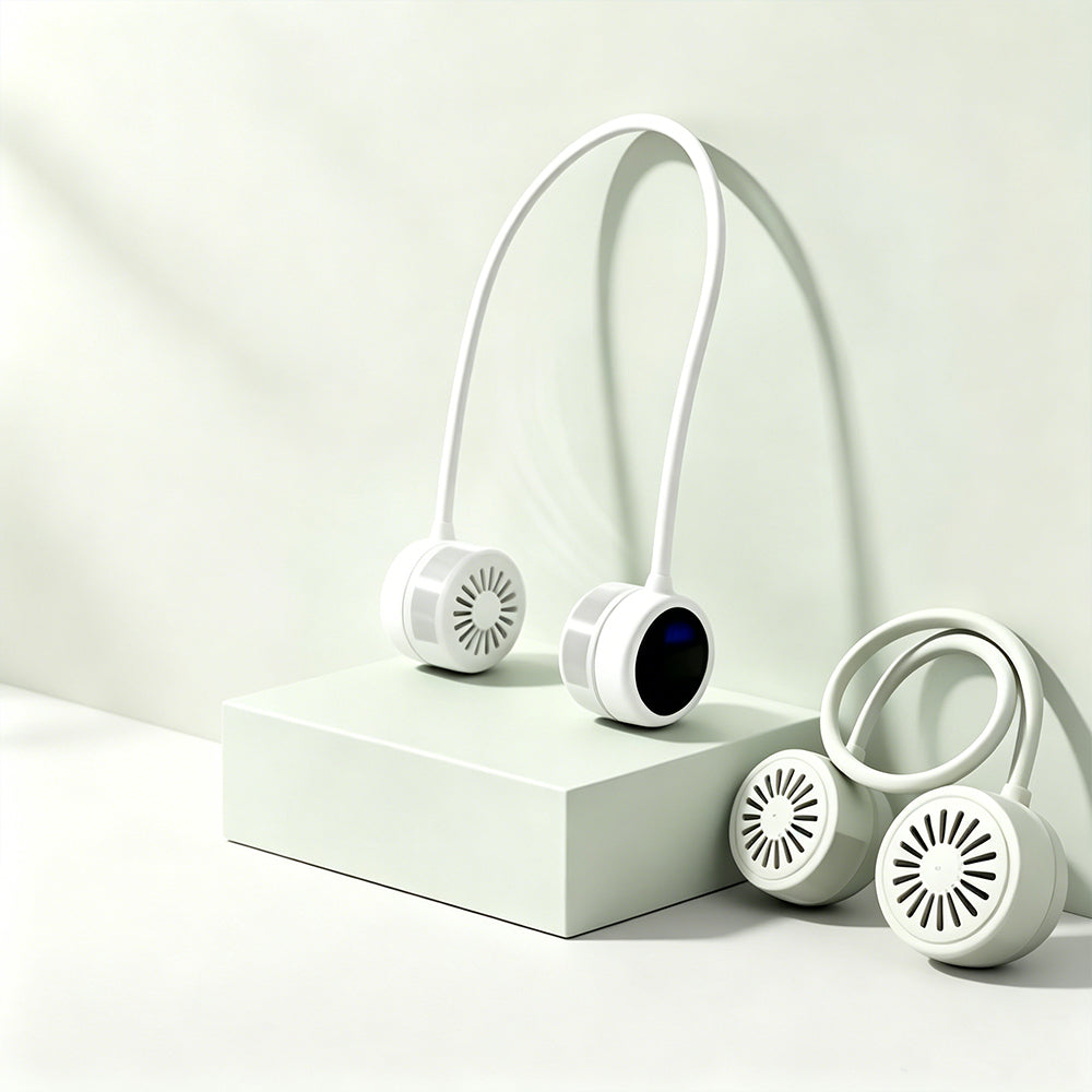 Neck-mounted small fan - Portable and foldable