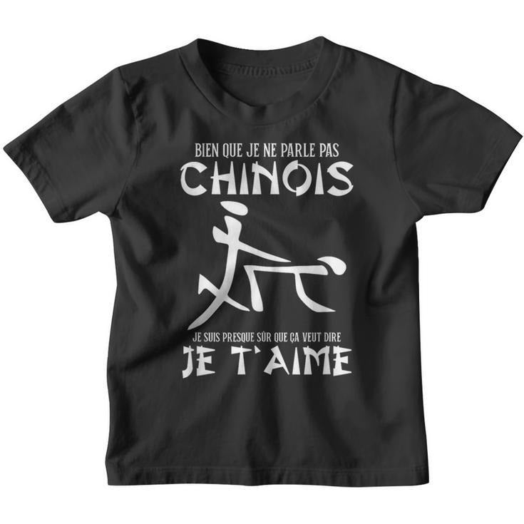 French Je T’aime Funny Chinese Character Shirt, Cute Multilingual Romantic Humor Graphic T-Shirt