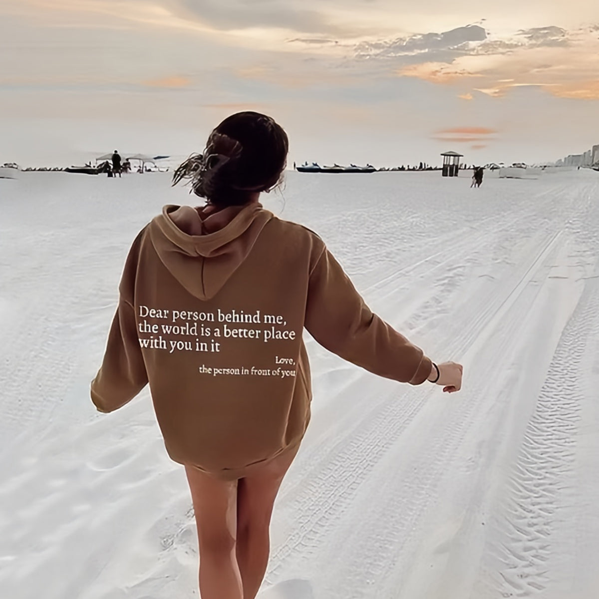 "Dear Person Behind Me" Inspirational Brown Oversized Hoodie