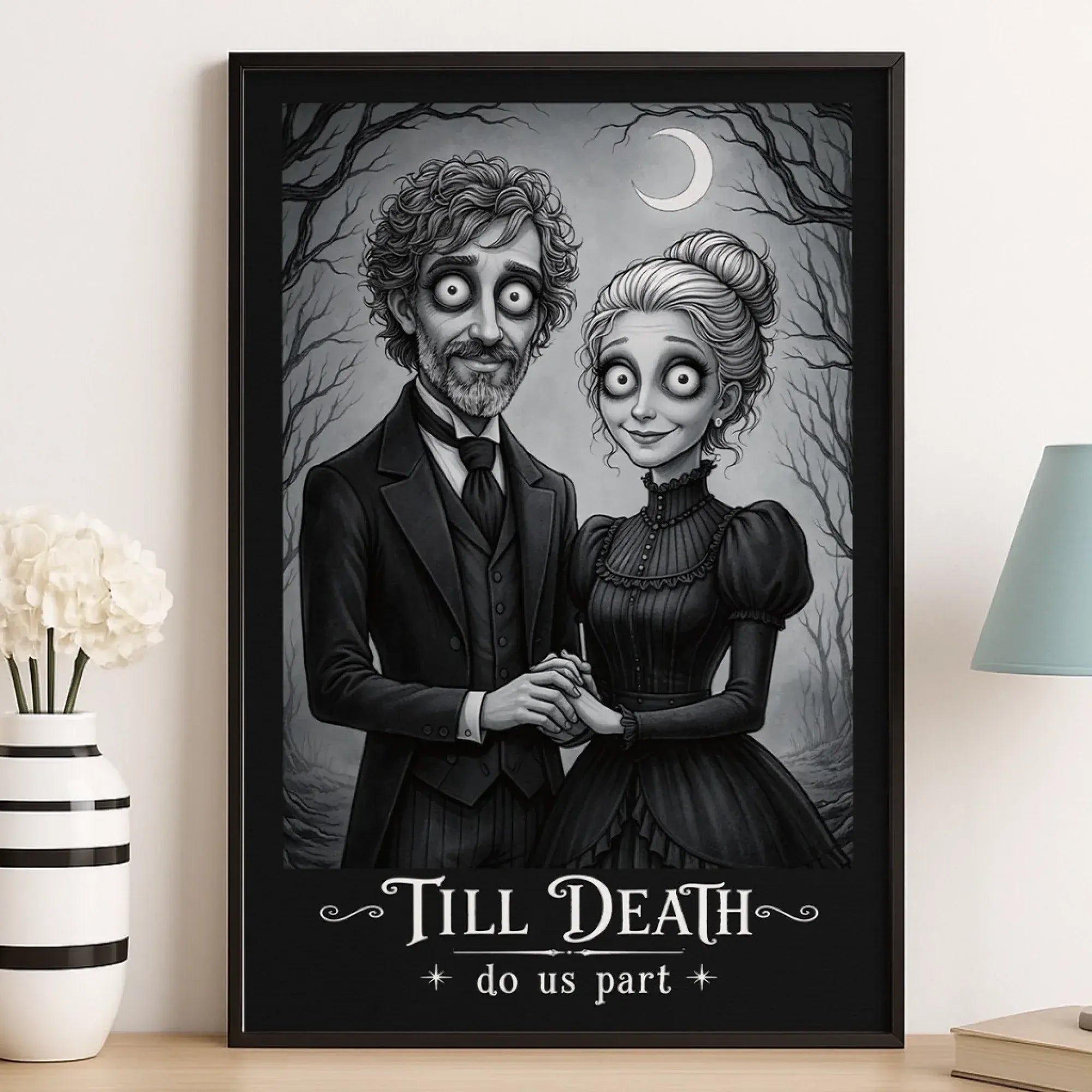 Custom Photo Vertical Poster - Personalized Halloween Anniversary Wedding Gifts For Husband And Wife, Him And Her - Shadows Of Endless Love