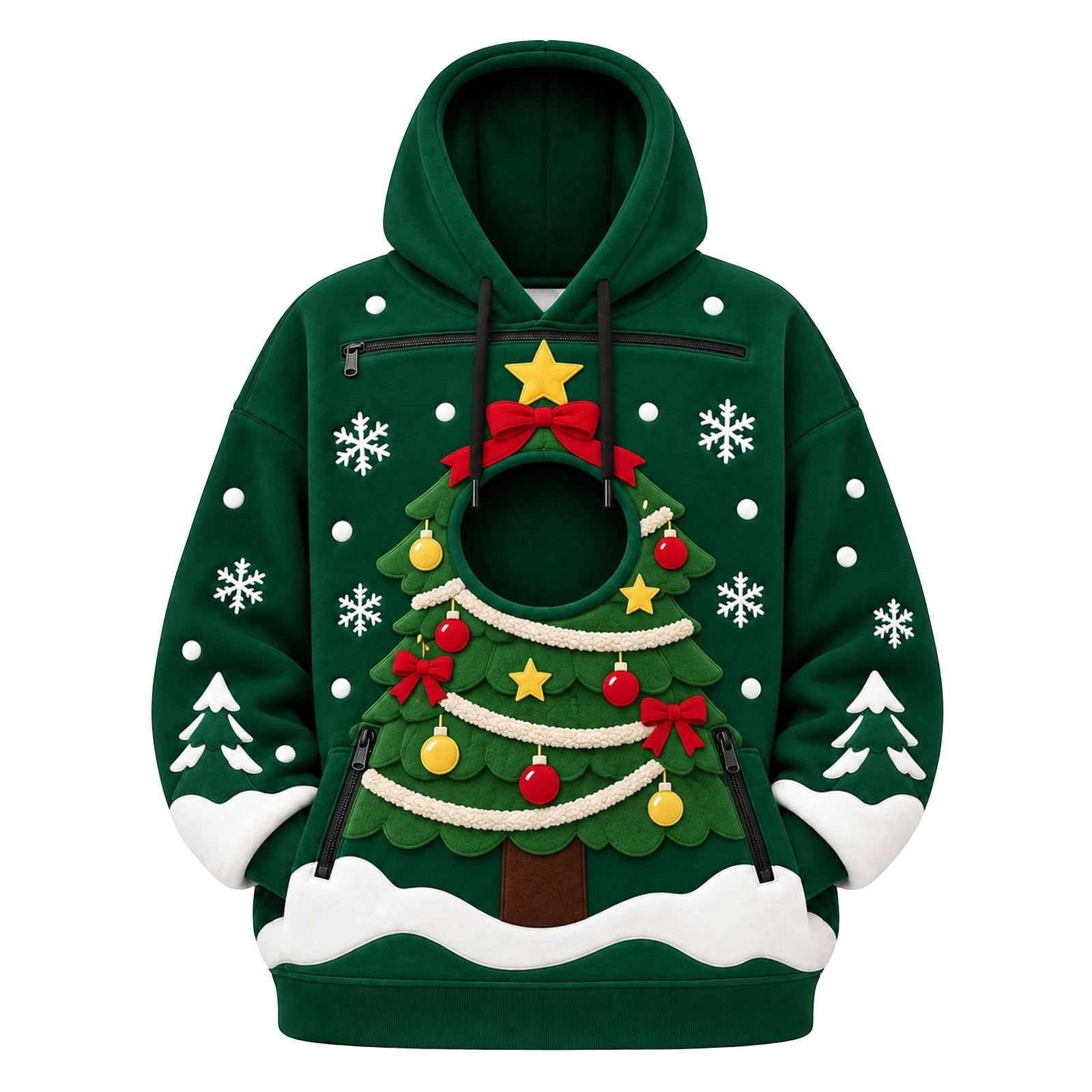 CuddlePaws Christmas Pet Hoodie - 3D Gingerbread Plush Puppy Carrier Sweatshirt | Cozy Front Pet Pouch with Zip Opening | Funny Holiday Matching Outfit Gift for Dog Moms