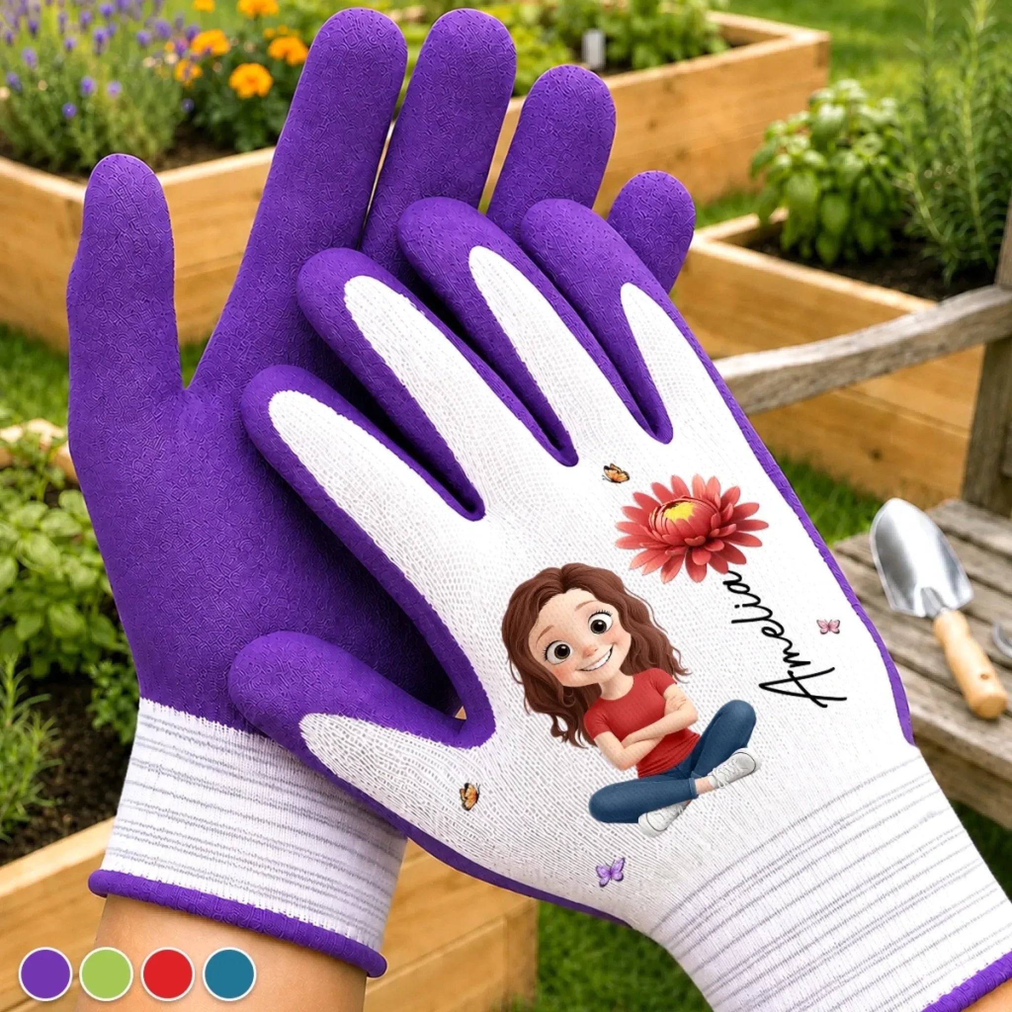 Custom Coated Grip Gardening Gloves - Personalized Birthday Garden Gifts For Gardeners - My Daily Blooming Garden