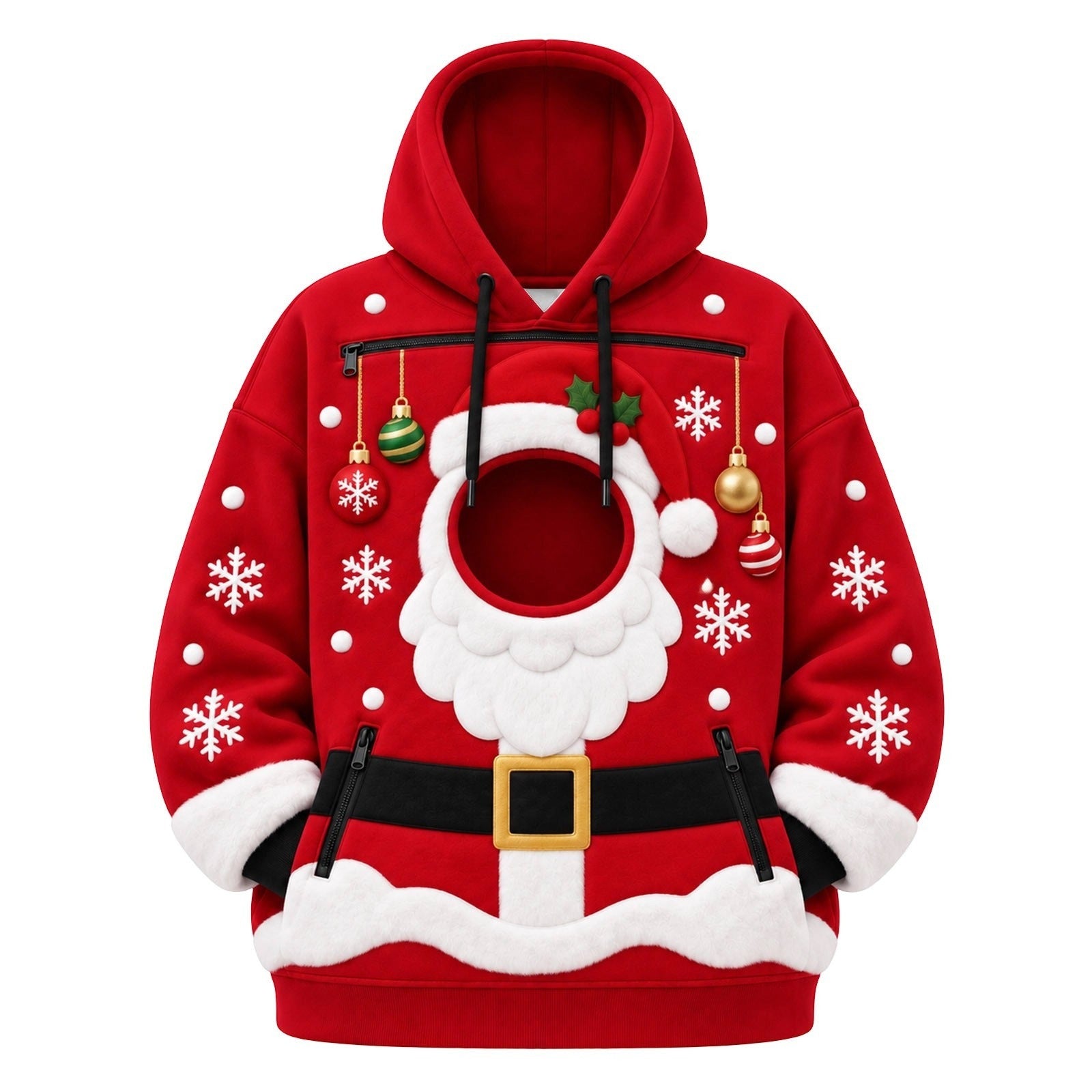 CuddlePaws Christmas Pet Hoodie - 3D Gingerbread Plush Puppy Carrier Sweatshirt | Cozy Front Pet Pouch with Zip Opening | Funny Holiday Matching Outfit Gift for Dog Moms