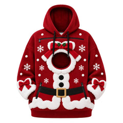 CuddlePaws Christmas Pet Hoodie - 3D Gingerbread Plush Puppy Carrier Sweatshirt | Cozy Front Pet Pouch with Zip Opening | Funny Holiday Matching Outfit Gift for Dog Moms