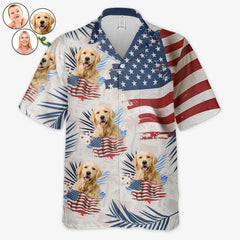 Vintage American Flag Palm Leaf Hawaiian Shirt