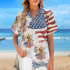 Vintage American Flag Palm Leaf Hawaiian Shirt
