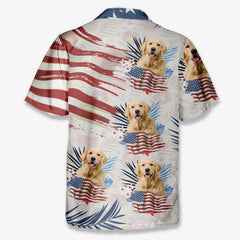 Vintage American Flag Palm Leaf Hawaiian Shirt