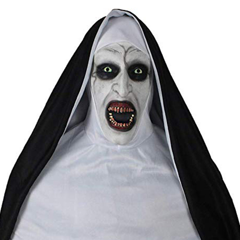 Halloween Glowing Horror Mask Headgear - LED Light Up Full Face Latex Mask | Thriller Vampire Nun | Spooky Cosplay Prop for Party Haunted House