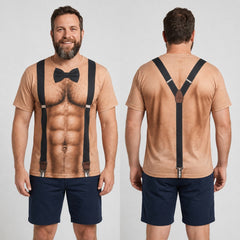 Showboy illusion print Halloween costume tee - harness sparkle design
