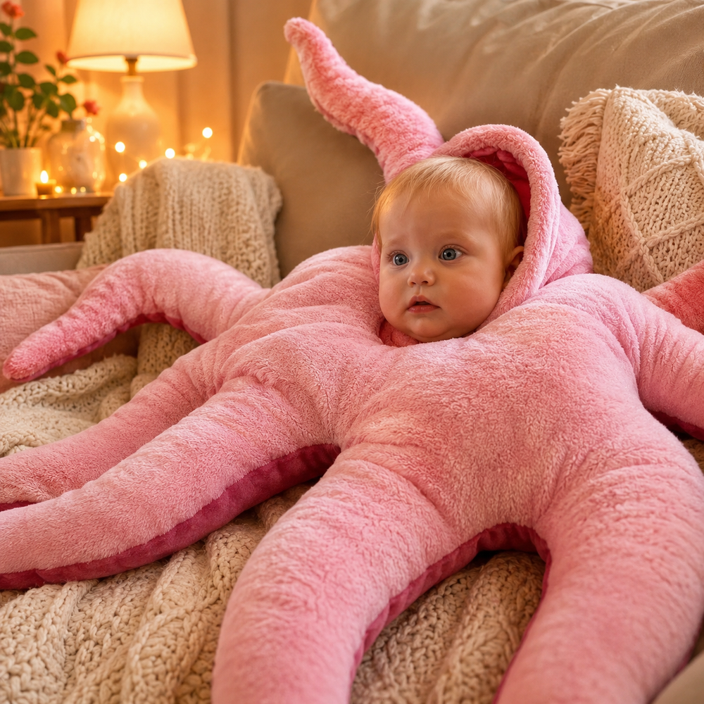 pink plush baby octopus costume - product photo 4 of 4