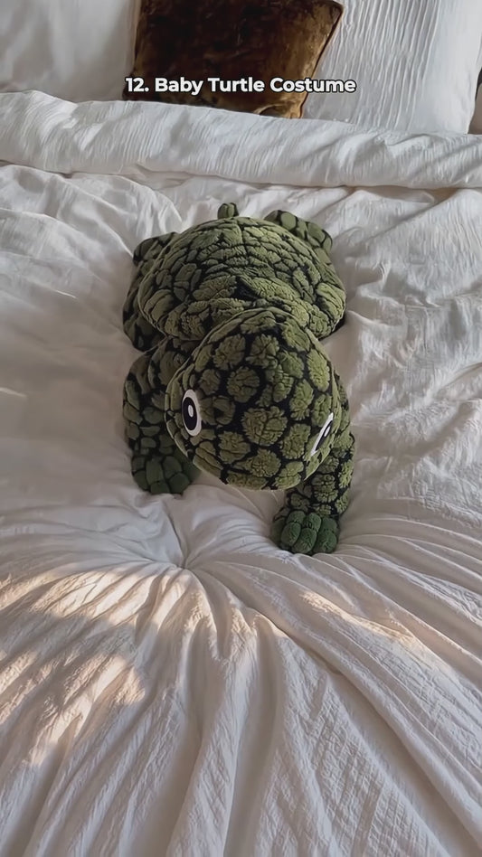 Little Turtle Plush Shell Baby Onesie, Cute 3D Tortoise Hooded Romper