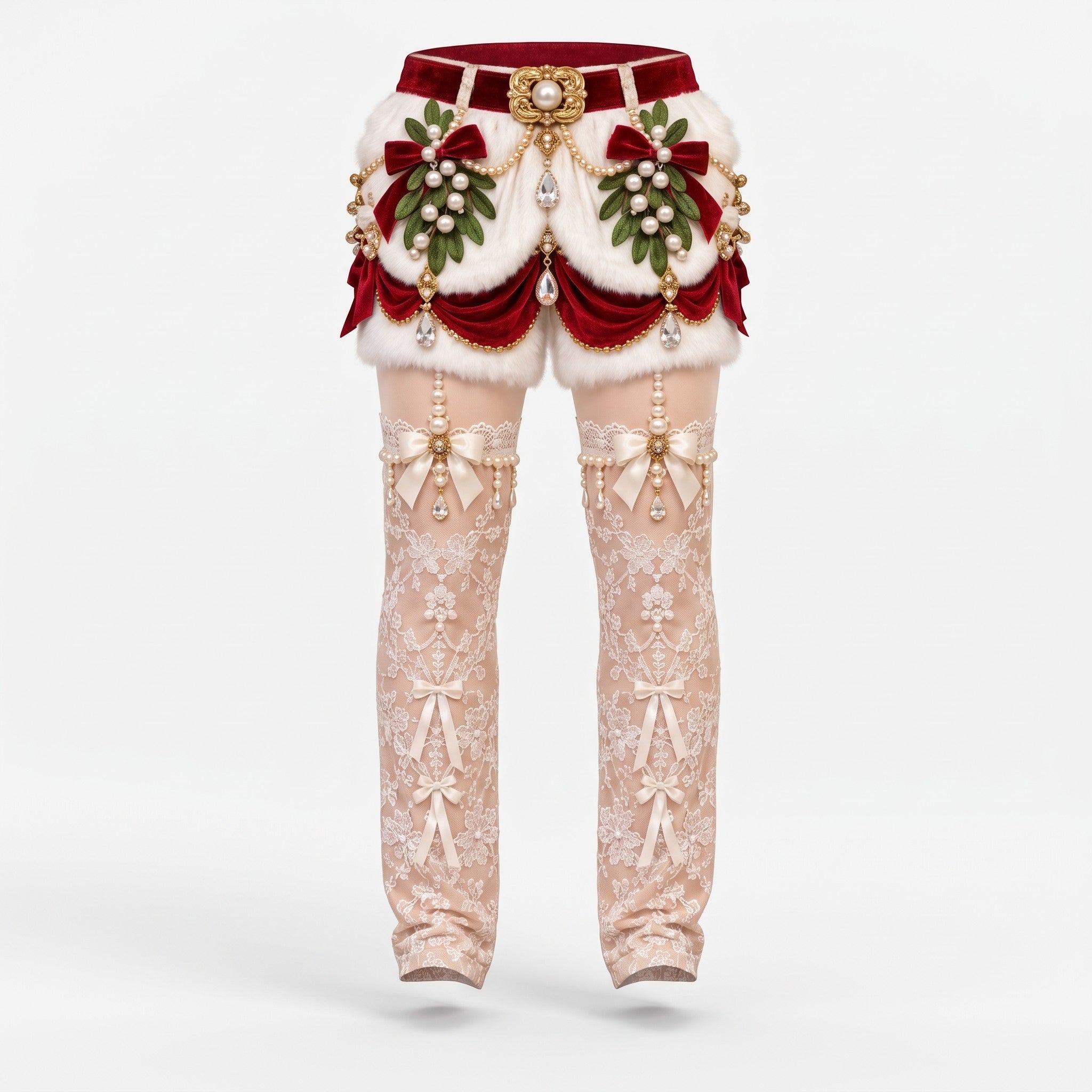 White naughty knickers - funny Christmas briefs for women with cheeky festive print