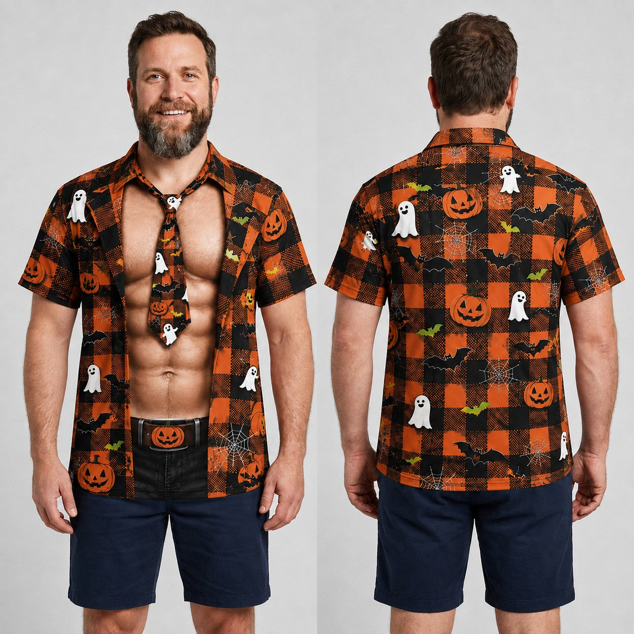 Spooky Tie illusion print Halloween costume tee - bow tie design on black