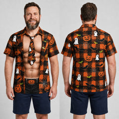 Spooky Tie illusion print Halloween costume tee - bow tie design on black