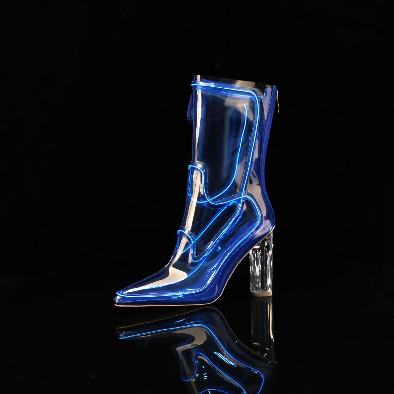 Transparent LED Luminous Platform Heels, Glow In Dark Party Shoes For Women, Non-Slip Casual Nightclub Festival Heels