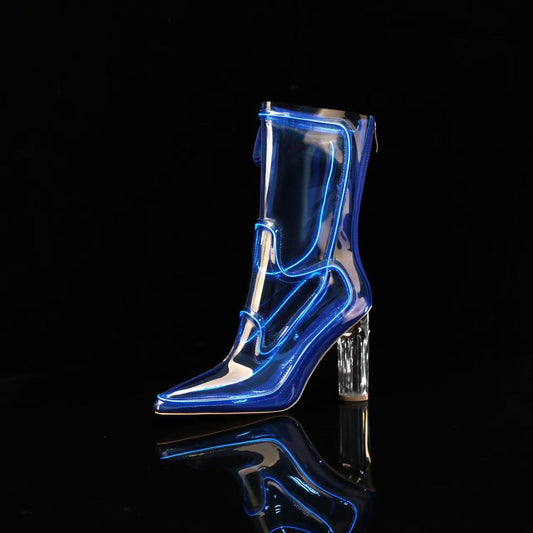 Transparent LED Luminous Platform Heels, Glow In Dark Party Shoes For Women, Non-Slip Casual Nightclub Festival Heels