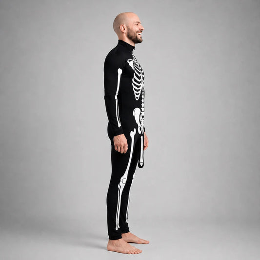skeleton bodysuit S - one piece skeleton costume, side view