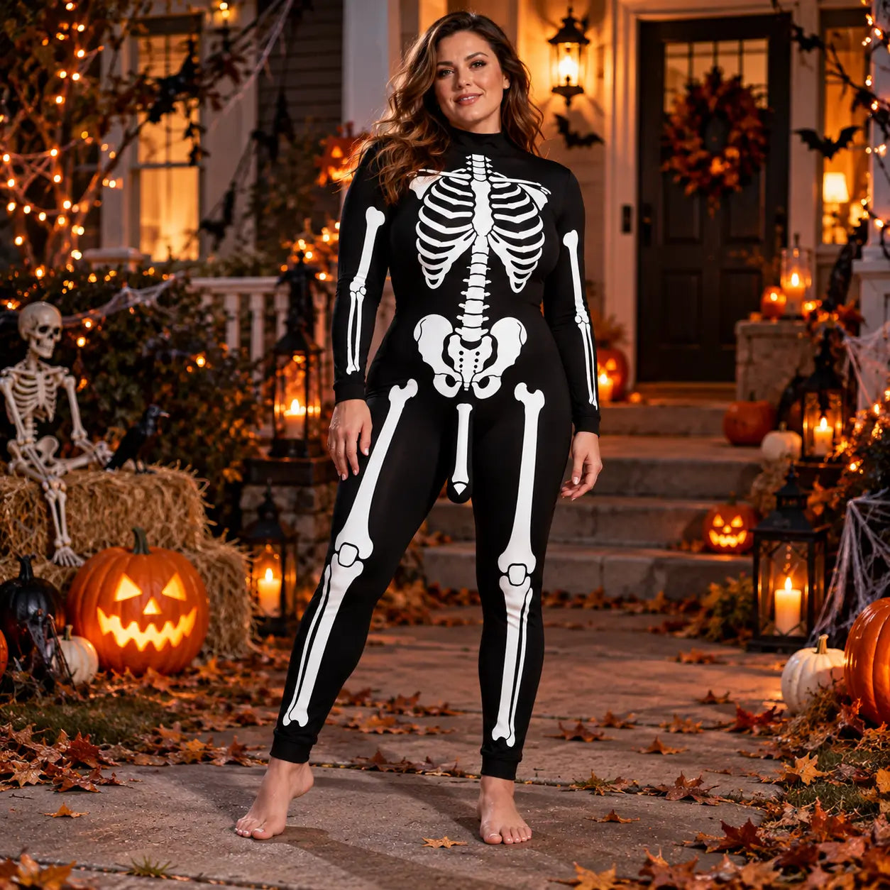 Skeleton Bodysuit - One Piece Halloween Costume With Full Bone Print - Choose your pattern