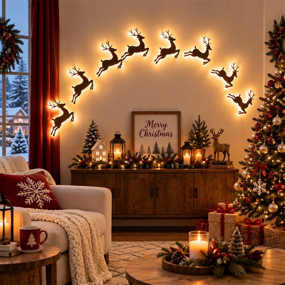 Lighted Reindeer Christmas Wall Decor - product photo 1